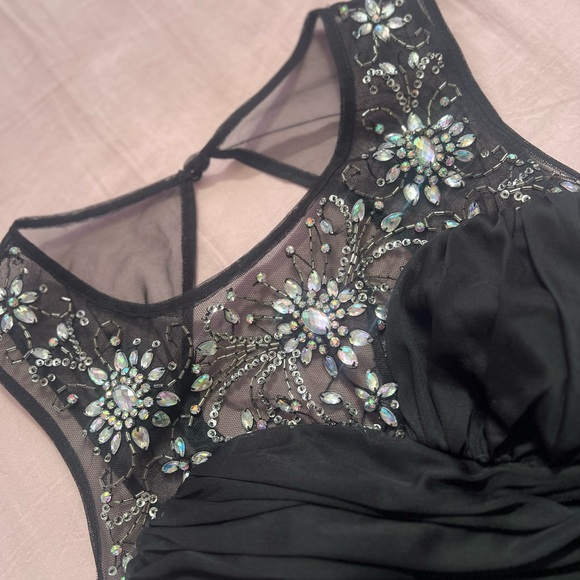 Deb Black Mini Dress with Floral Embellishments - Picture 3 of 7